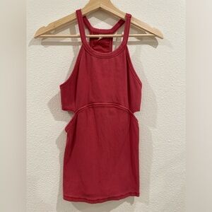 Free People Movement Ribbed Cutout Red Workout Tank Top Size Small